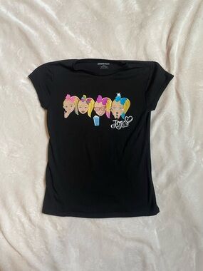 Girls Nickelodeon JoJo Siwa Black Tee with Colorful Character Graphics